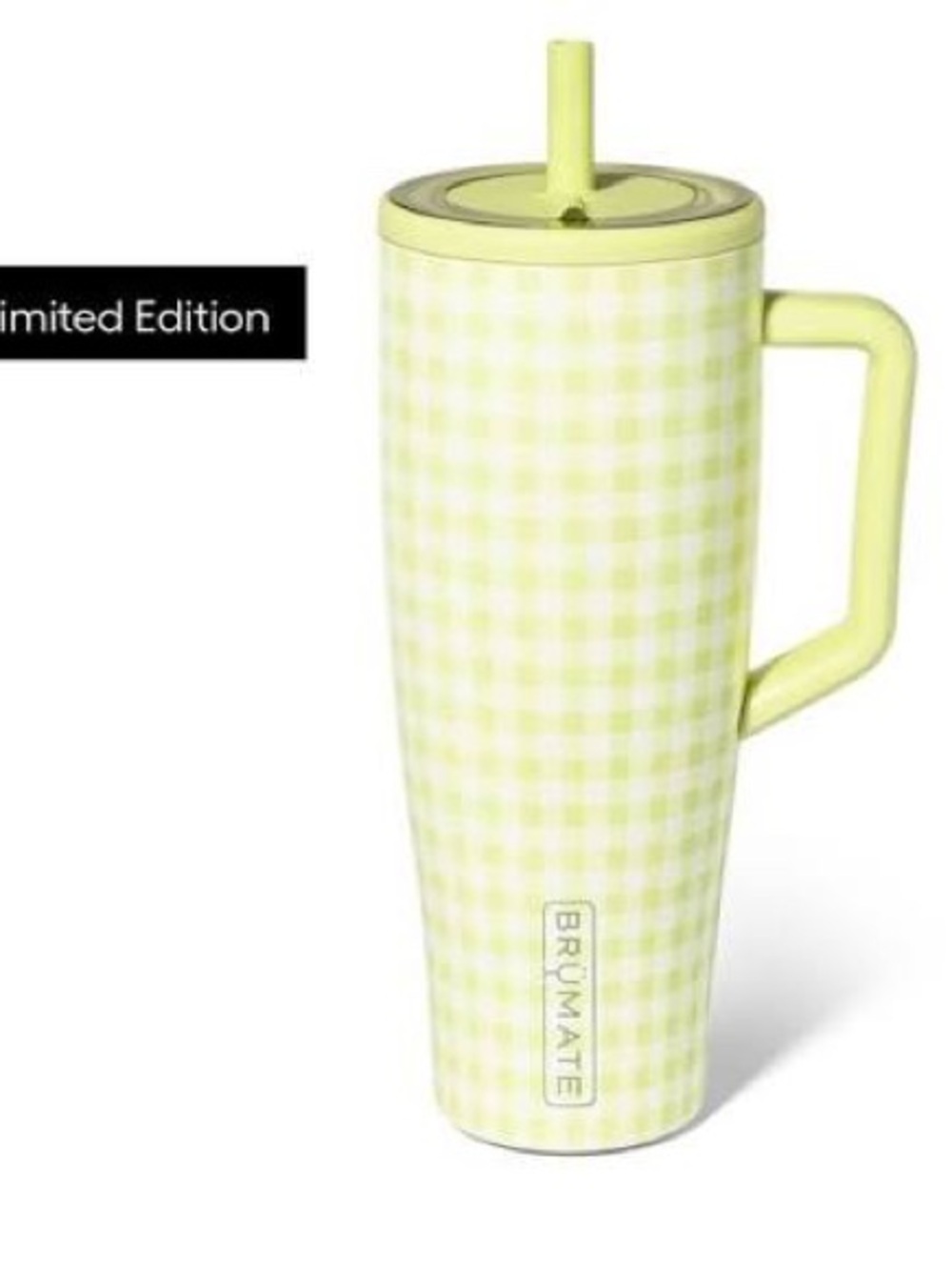 Brumate Pear Gingham Insulated Travel Tumbler with Handle & Straw